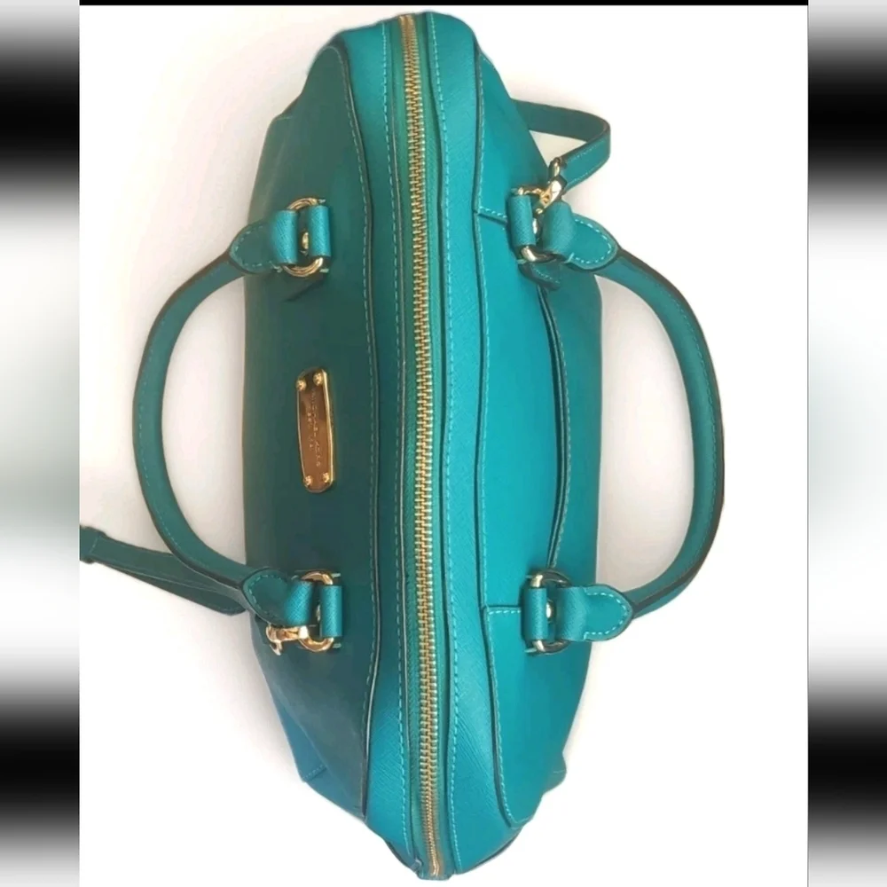 Michael Kors Medium Dome Saffiano Leather Satchel Teal